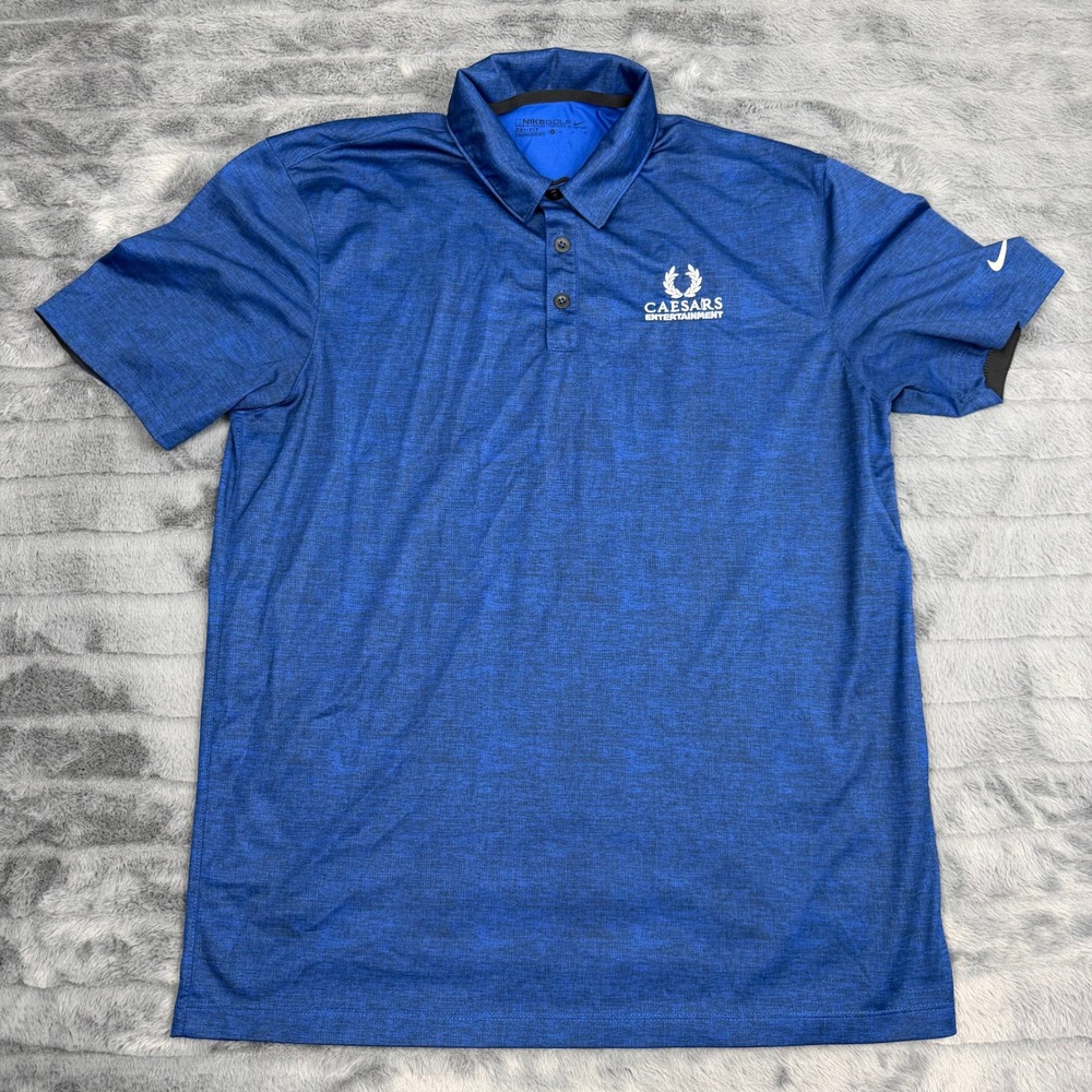 Nike Golf Mens Dri-FIT Caesars Entertainment Polo Shirt Blue Heathered Medium